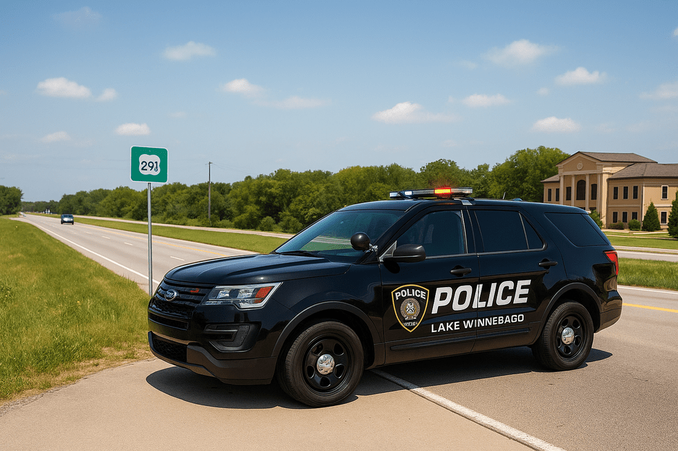 “Lake Winnebago police cruiser stationed near MO-291”