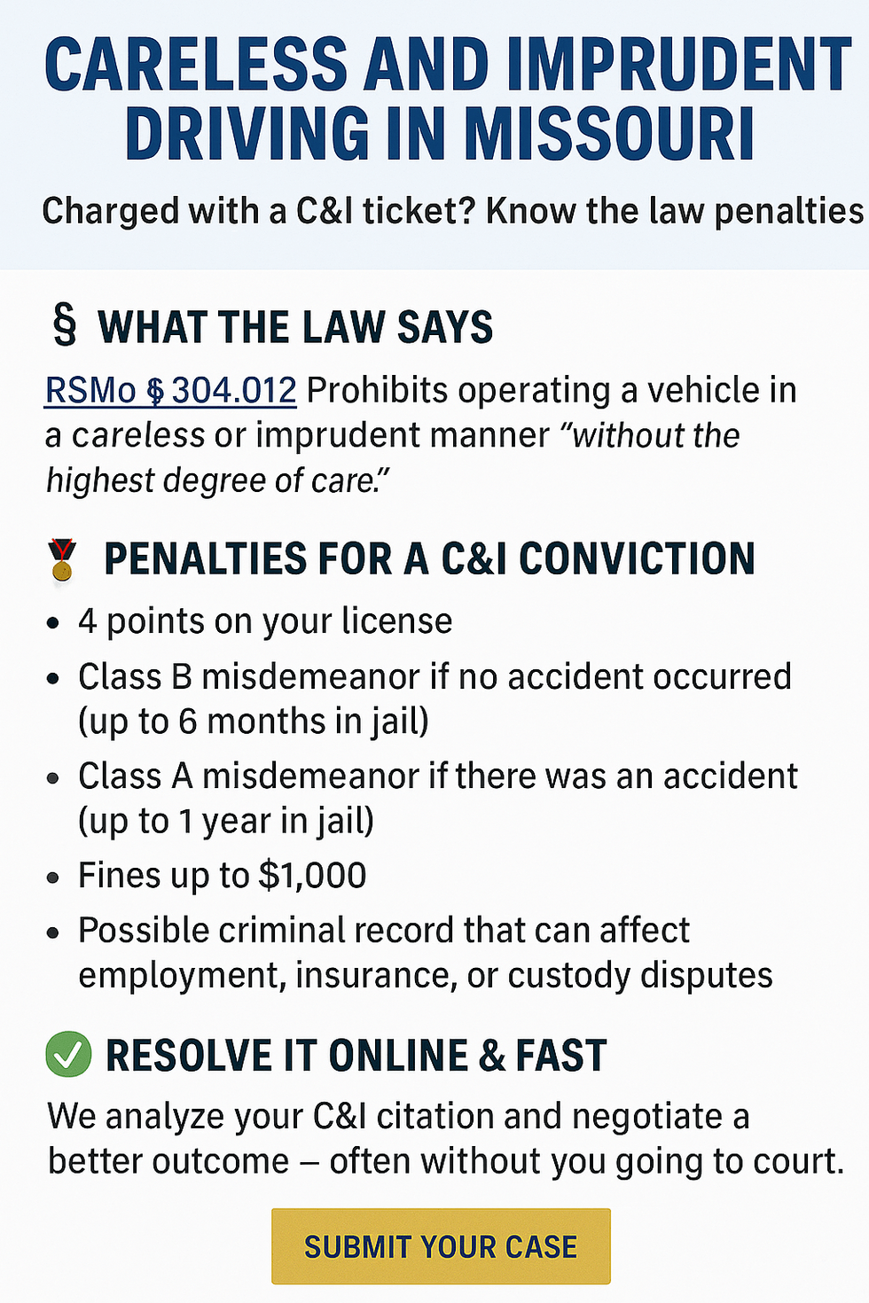 Careless Driving Missouri Legal Defense Page