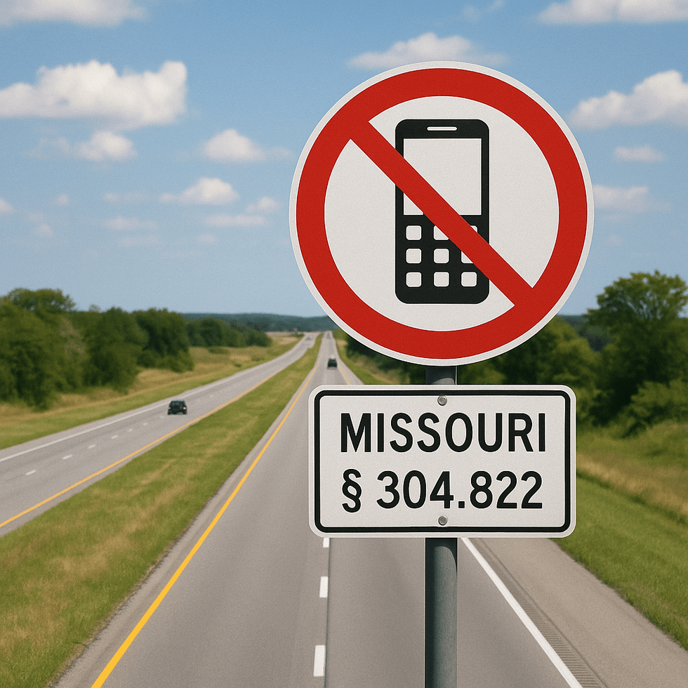 Missouri road with “no texting” highway sign