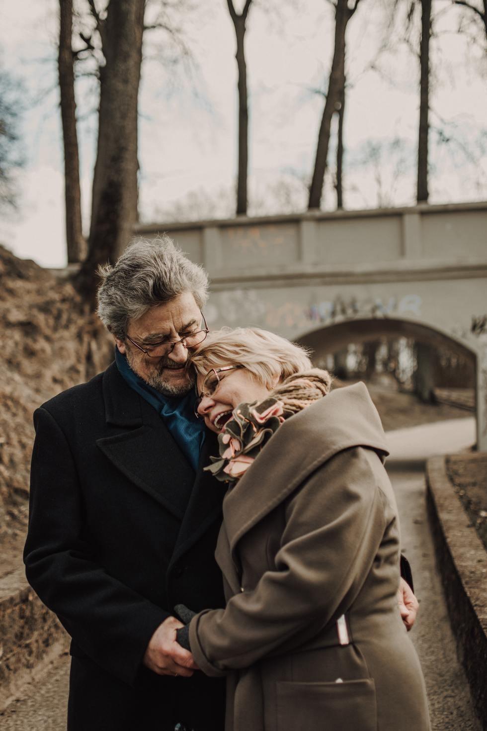 Happy older couple smiling together