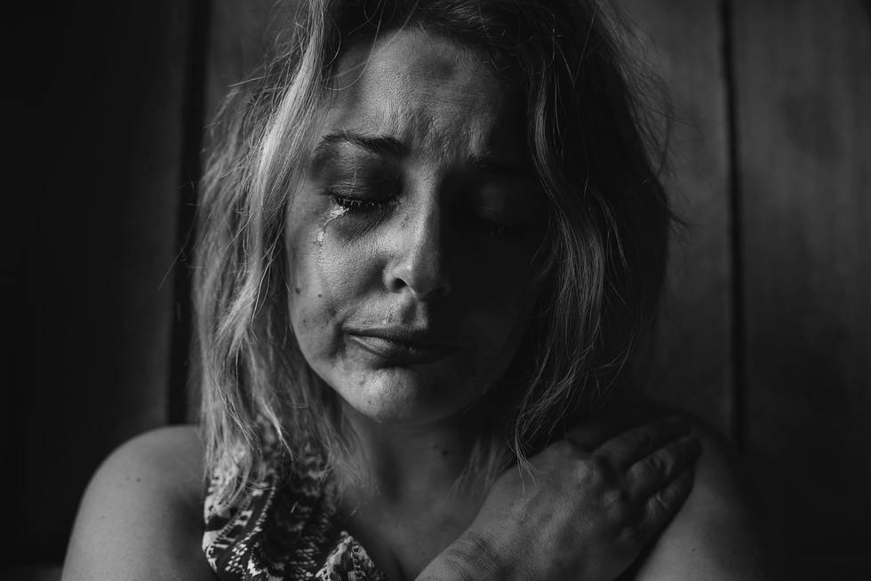 Woman Crying Bw
